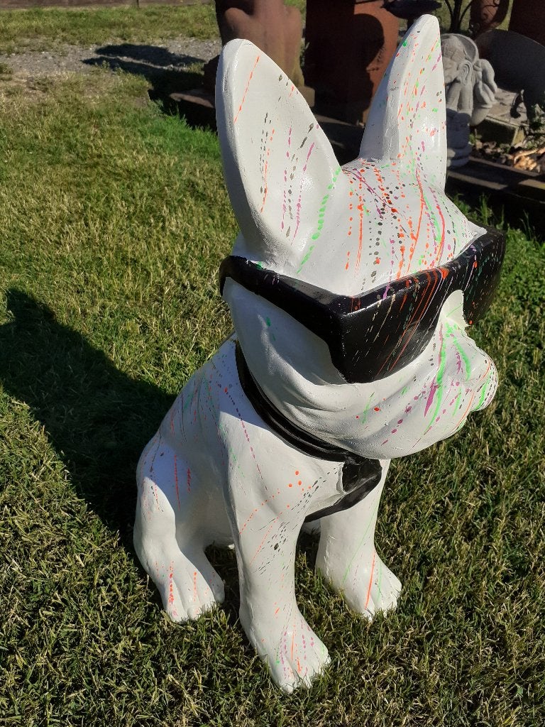 GRAND BOULEDOGUE POLYCHROME ASSIS EN POLYRESINE POLYCHROME, Enlèvement, Neuf
