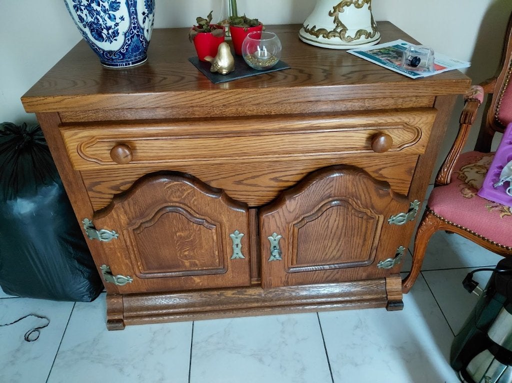 TV kast, Huis en Inrichting, Ophalen, Gebruikt, 100 tot 150 cm, Eikenhout