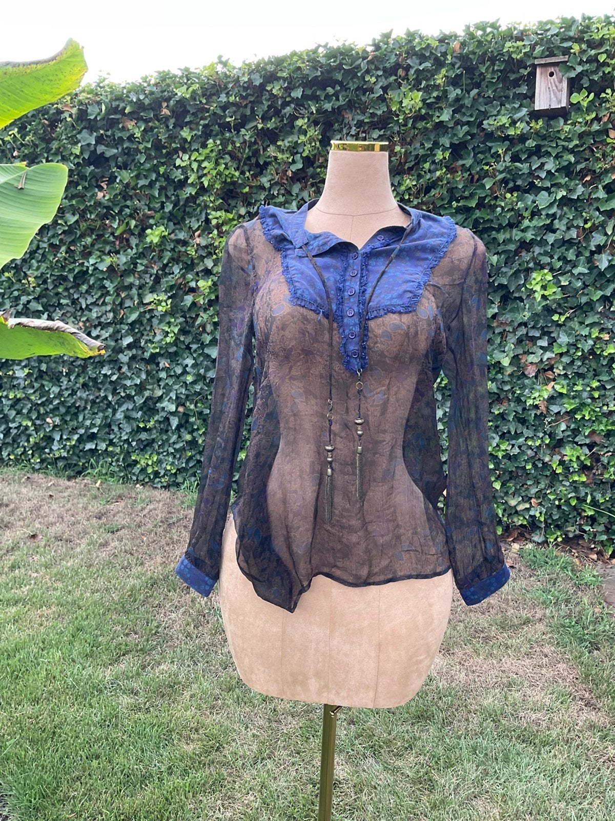 Transparante blouse ‘Bruno Antognini’, Kleding | Dames, Blouses en Tunieken, Ophalen, Zo goed als nieuw, Maat 36 (S)