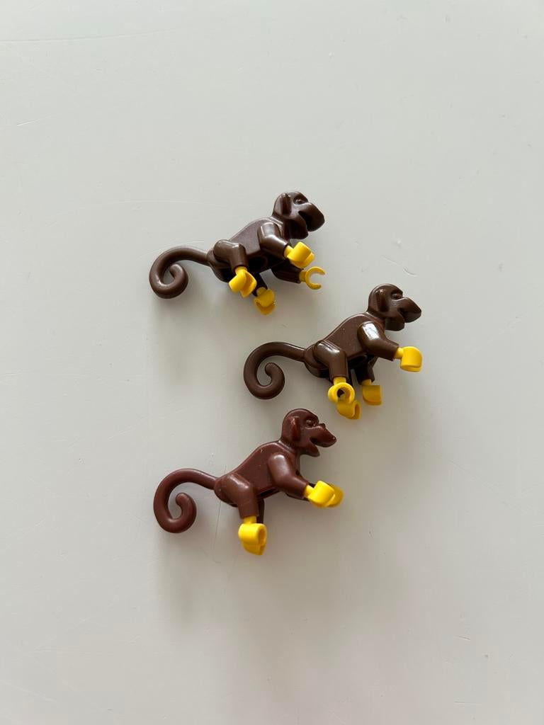 Lego animal Monkey brun (3x), Lego, Minifigurine, Complet, Envoi