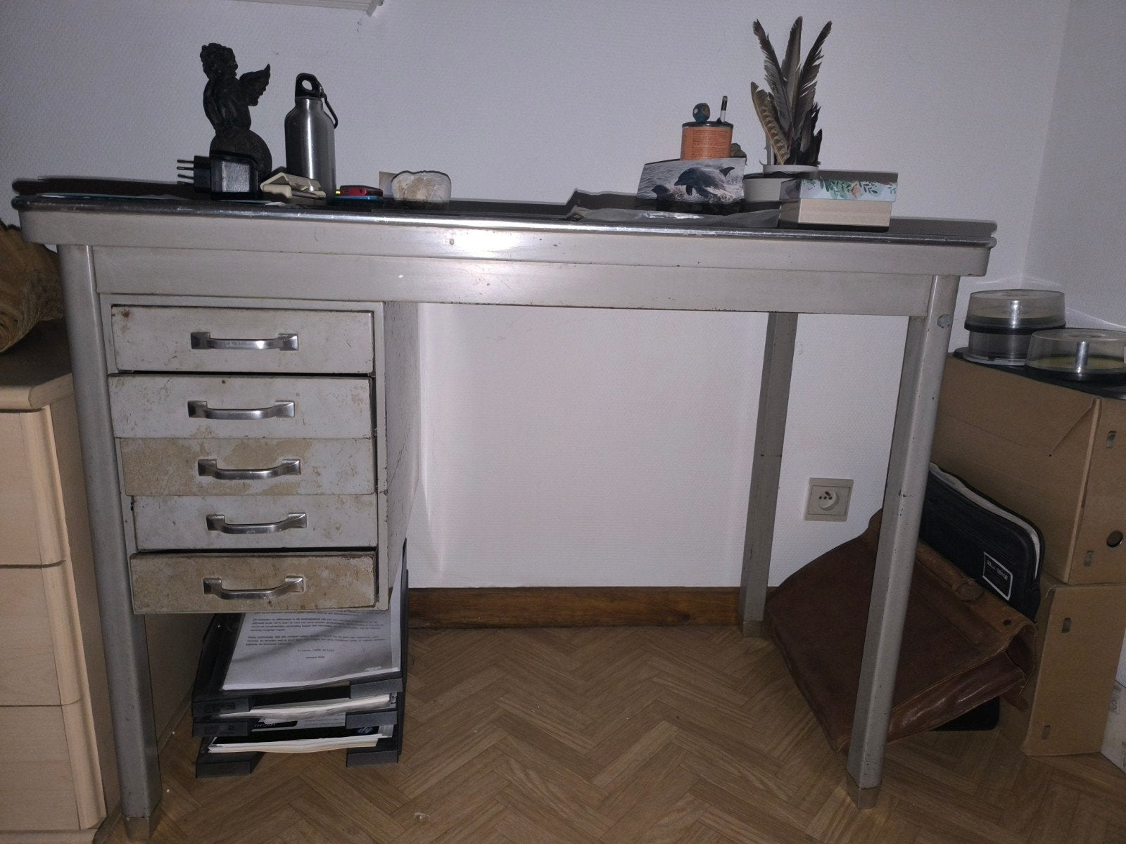 Vintage bureau, Huis en Inrichting, Vintage, Ophalen, Grijs
