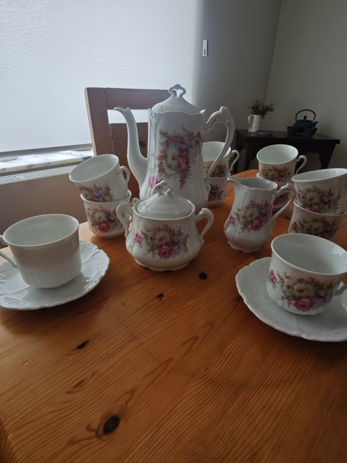 Service à café vintage porcelaine romantique "Shabby Chic", Antiek en Kunst, Antiek | Servies compleet, Ophalen