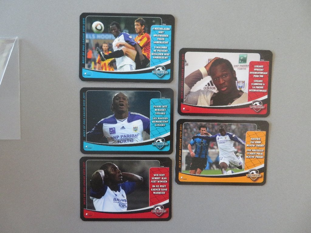 5 rookie kaarten cartamundi Romelu Lukaku Anderlecht, Verzamelen, Ophalen of Verzenden, Zo goed als nieuw, Poster, Plaatje of Sticker