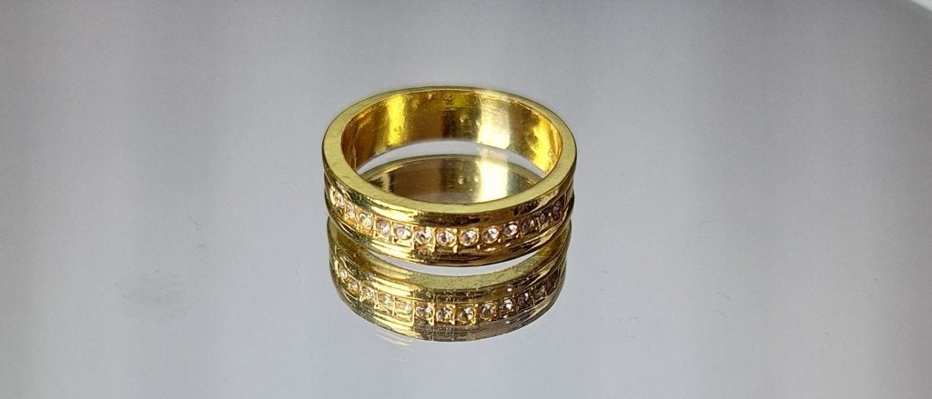 Bague en argent 925 plaqué or — Zirconia's, Neuf, Enlèvement ou Envoi, Or, Femme