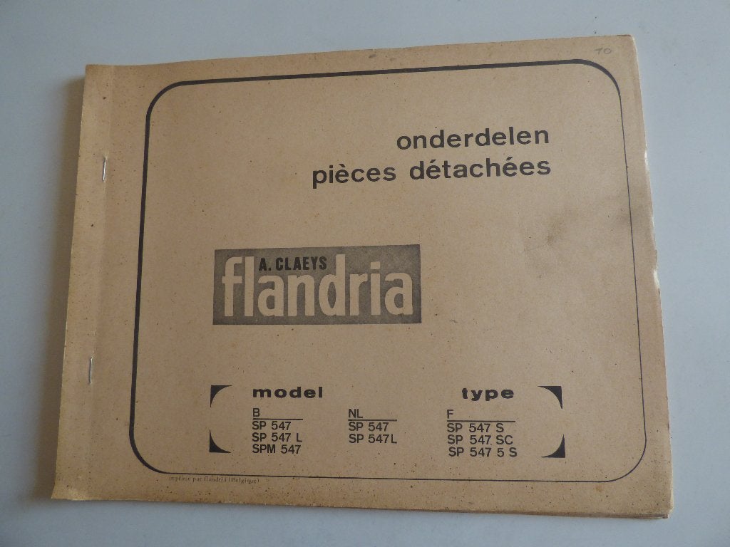 ONDERDELENLIJST FLANDRIA SP547-SP547L -SPM547, Ophalen of Verzenden, Gebruikt