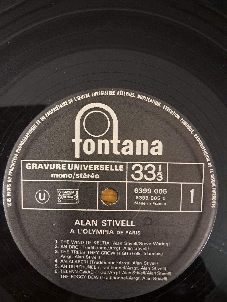 Vinyle33 T :Fontana : Alan Stivell à L'Olympia de Paris 1972, Enlèvement, Utilisé, 12 pouces