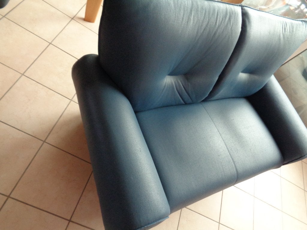 Fauteuil bleu 2 places., Enlèvement, Utilisé, Autres matériaux, Fauteuil bleu 2 places.