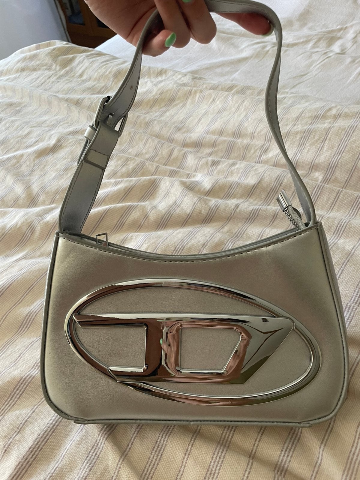 Handtas, Handtassen en Accessoires, Ophalen of Verzenden, Gebruikt, Grijs, Handtas