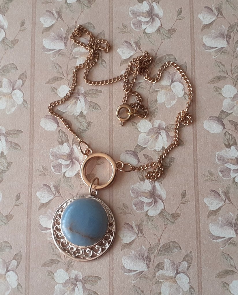 Ketting edelsteen hanger blauwe chalcedoon, Blauw, Nieuw, Ophalen of Verzenden, Steen of Mineraal