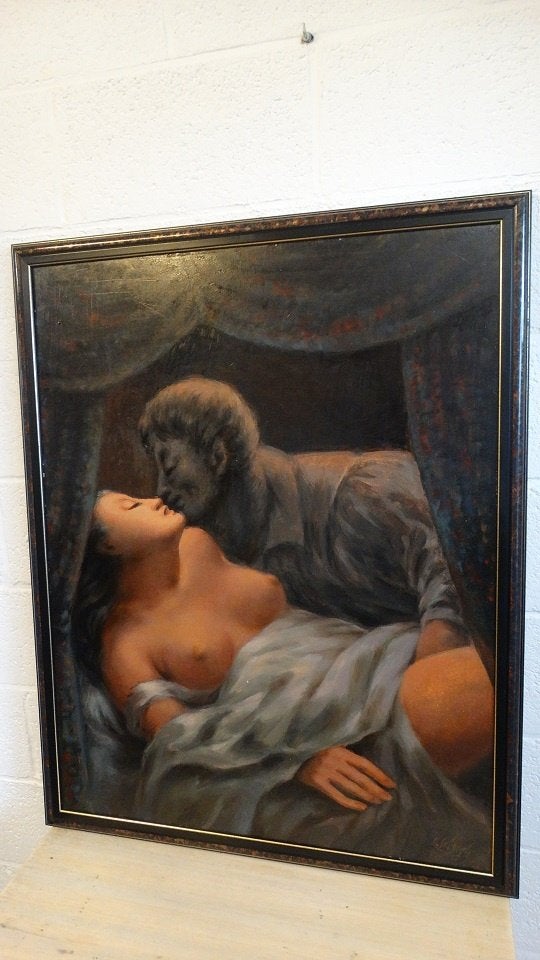 Lode Sébregts 1906-2002 « le Revenant de Baudelaire », Enlèvement, Peinture à l'huile, Portrait ou Personnes