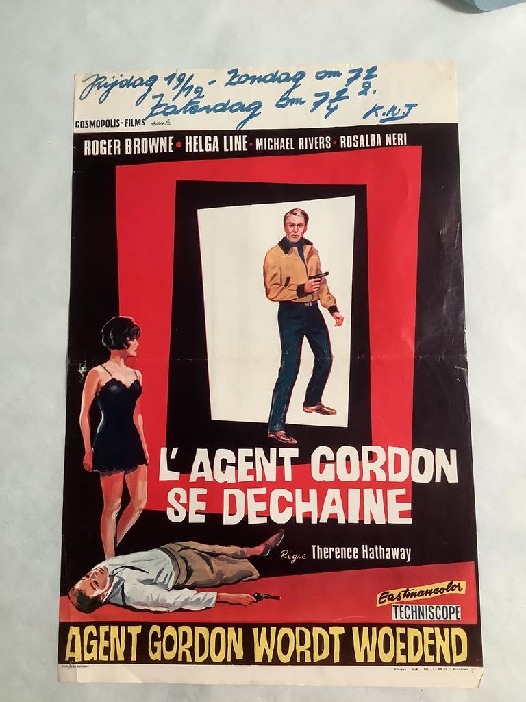 AGENT GORDON   filmposter   36-54 cm, Verzamelen, Ophalen of Verzenden