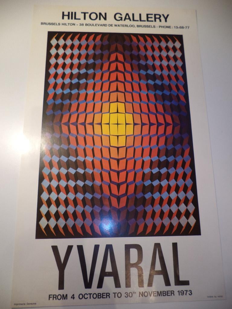 1973 YVARAL Hilton Gallery VASARELY zeefdruk affiche poster, Antiquités & Art, Art | Lithographies & Sérigraphies, Enlèvement ou Envoi
