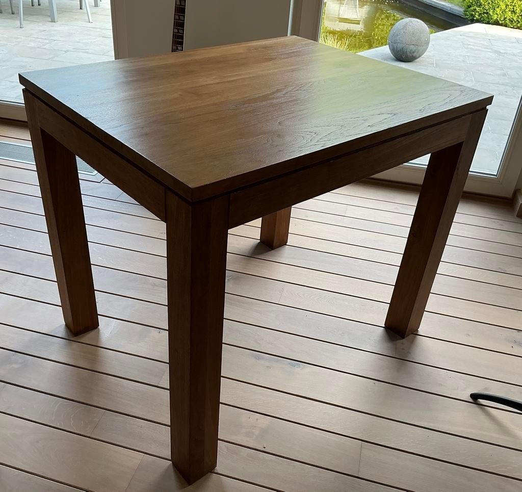 Tafel in massieve teak, Huis en Inrichting, Tafels | Eettafels, Ophalen, Zo goed als nieuw