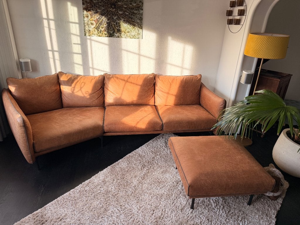 Zetel in Nieuwstraat (cognackleur), Huis en Inrichting, Ophalen, Zo goed als nieuw, Leer