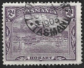 1 Postzegel Tasmanië 1899 Landschappen (Australië), Ophalen of Verzenden, Gestempeld