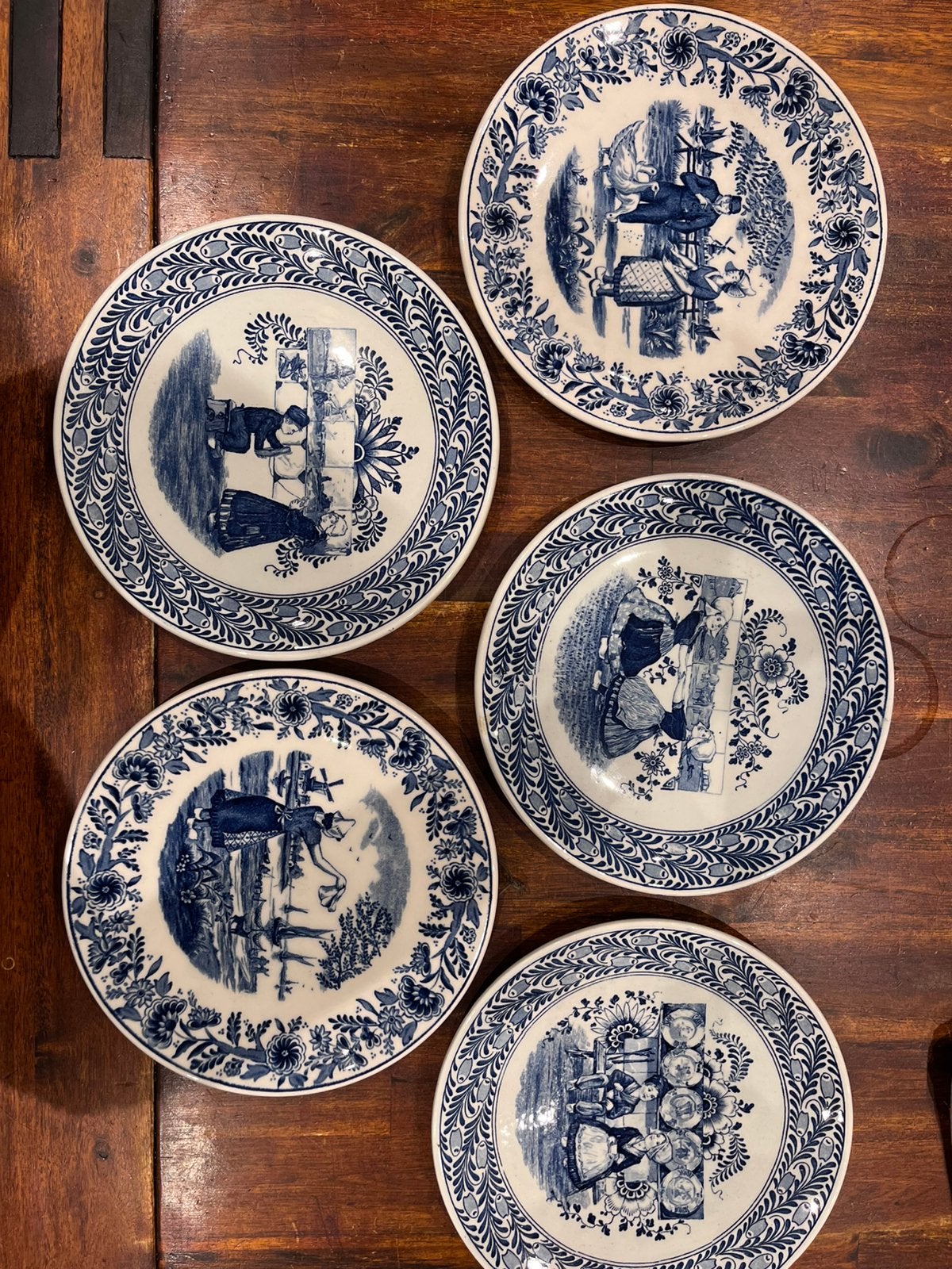 Prachtige set/5 vintage Petrus Regout 'Fantaisie' wandborden, Antiek en Kunst, Ophalen