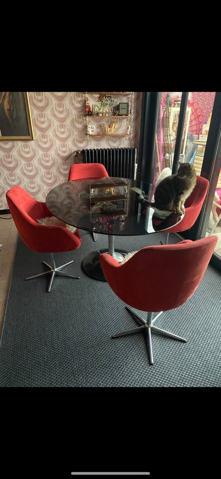 Vintage tafel met 4 vintage zeteltjes, Ophalen