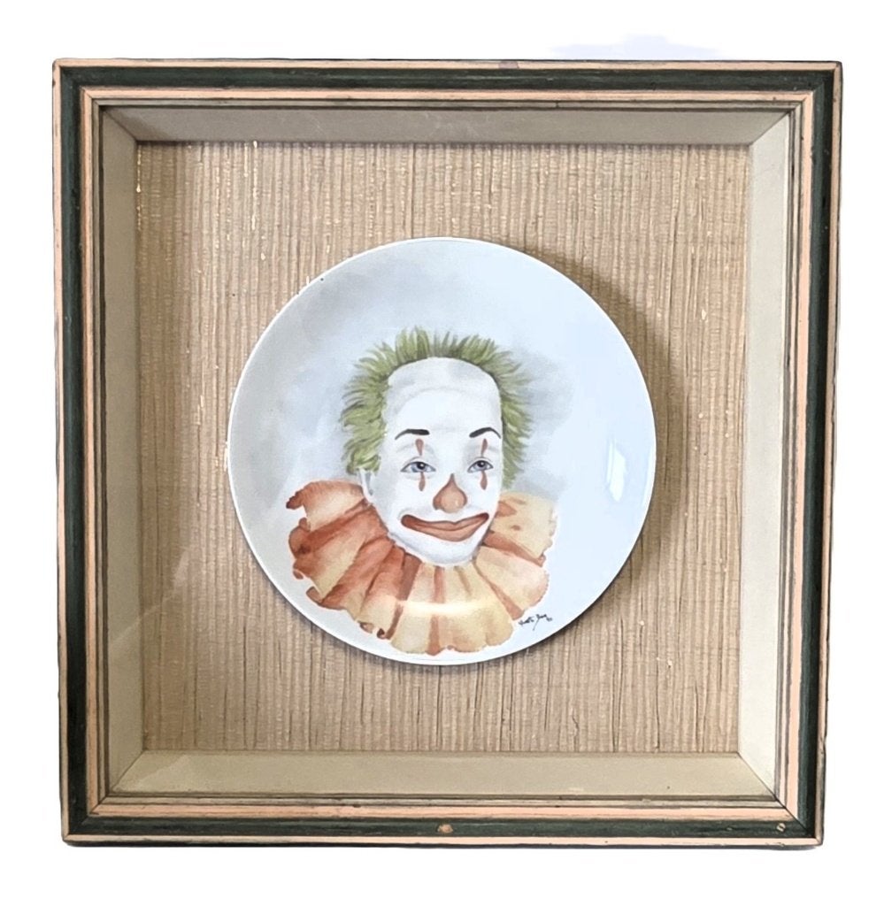 Peinture de clown sur porcelaine., Enlèvement ou Envoi, Encadré