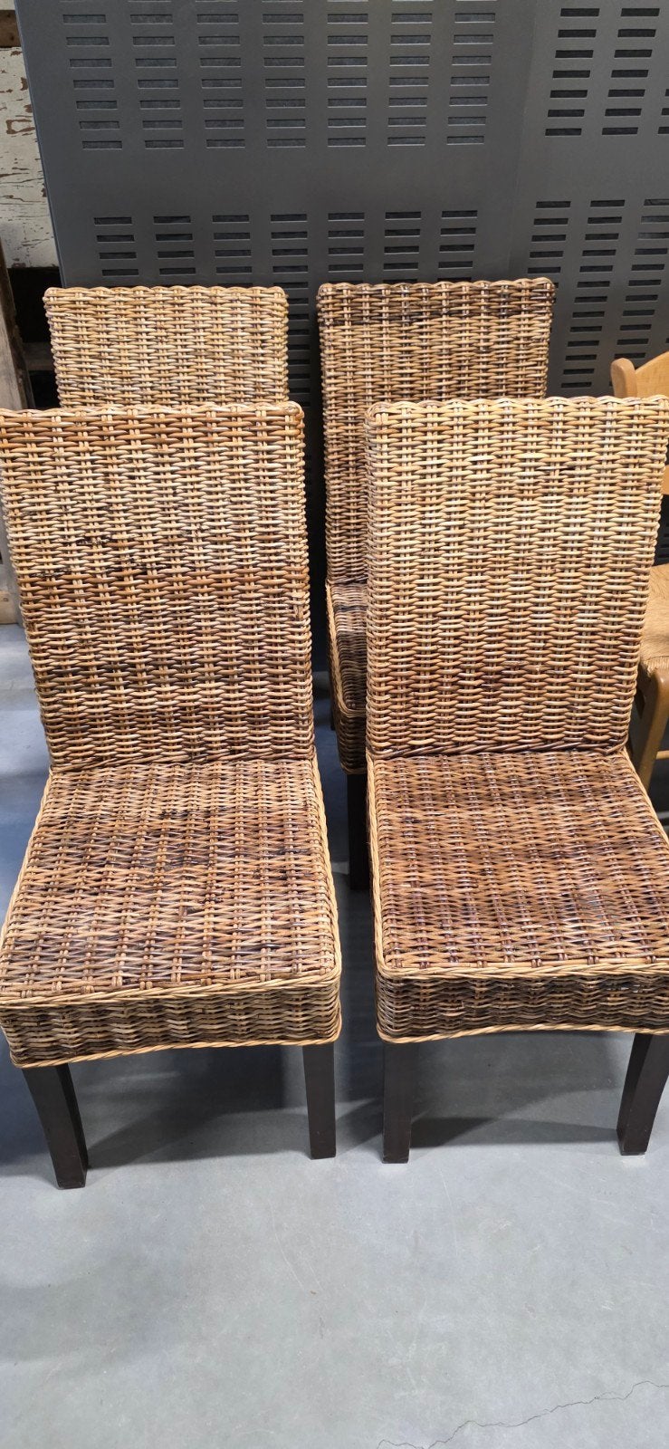 4 rotan eetkamerstoelen – landelijke stijl, Ophalen, Rotan