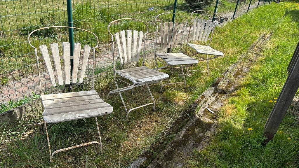 Vintage Tuinstoelen wit, Ophalen, Gebruikt, Metaal