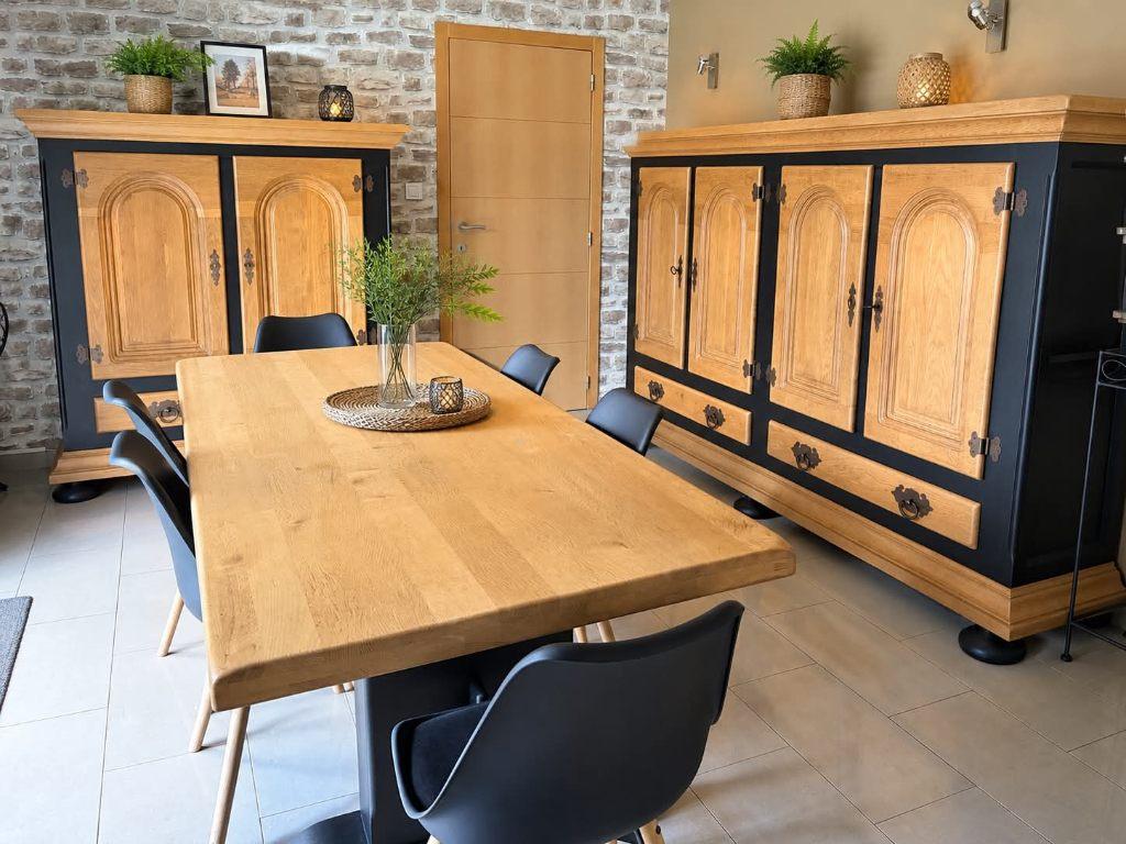 Eetkamer van massief eikenhout, Huis en Inrichting, Complete eetkamers, Ophalen, Gebruikt