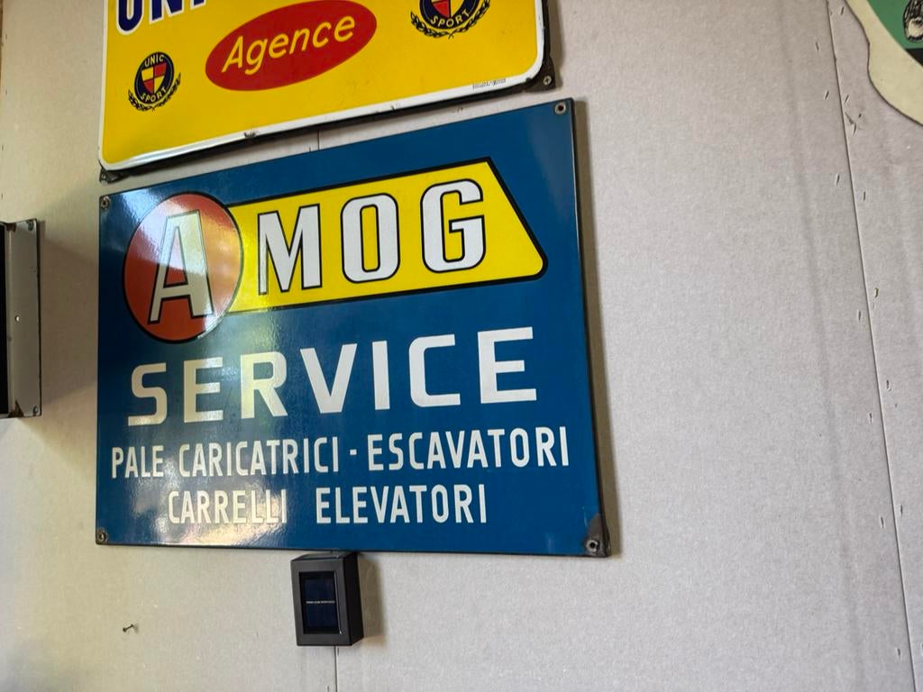 AMOG Service emaille reclamebord, Ophalen of Verzenden, Gebruikt, Reclamebord