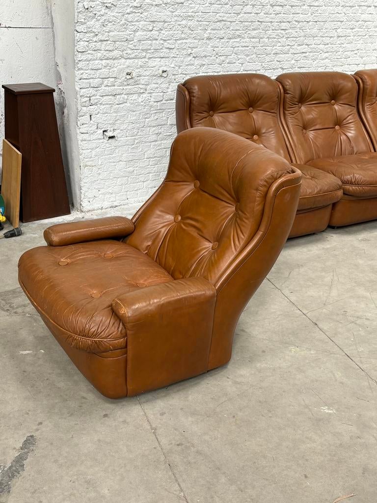 Vintage Sofa Set Michel Cadestin Airborne Leder, Ophalen