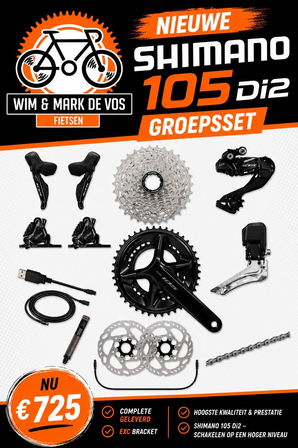Nieuwe shimano 105 di2 groepsets, Fietsen en Brommers, Fietsonderdelen, Zo goed als nieuw, Gravelbike, Ophalen