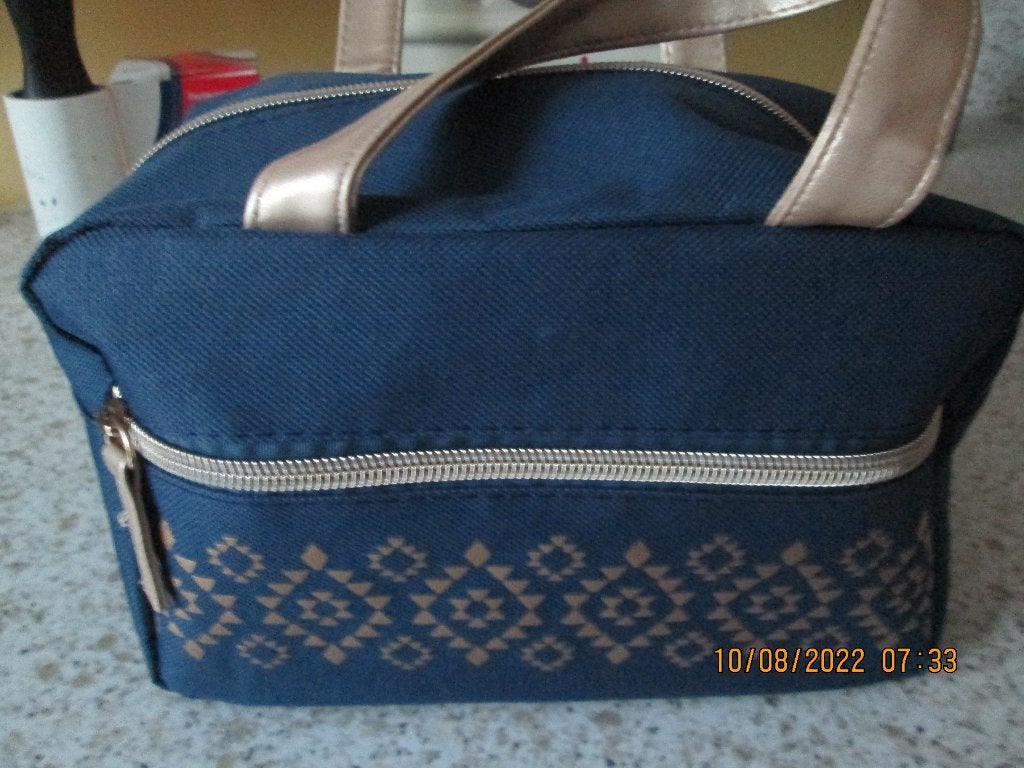 Trousse de toilette avec motifs losanges, Bijoux, Sacs & Beauté, Enlèvement, Neuf, Bleu, Homme ou Femme
