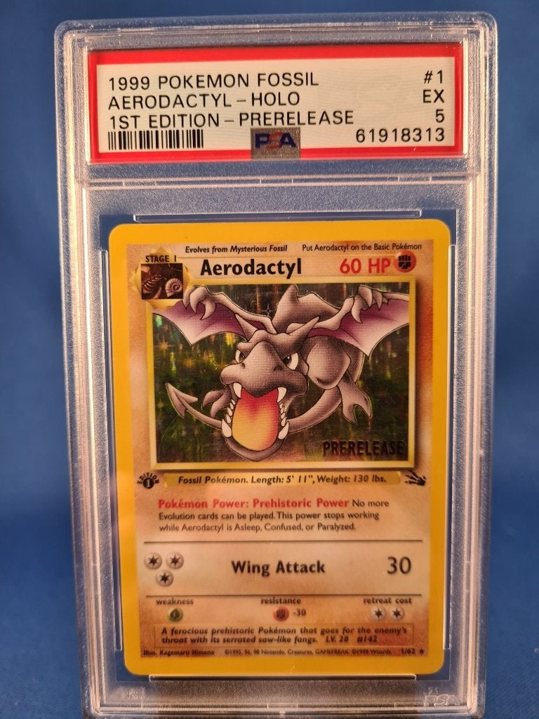 Aerodactyl 1/62 - Fossil (1st edition) (PSA 5), Envoi, Utilisé