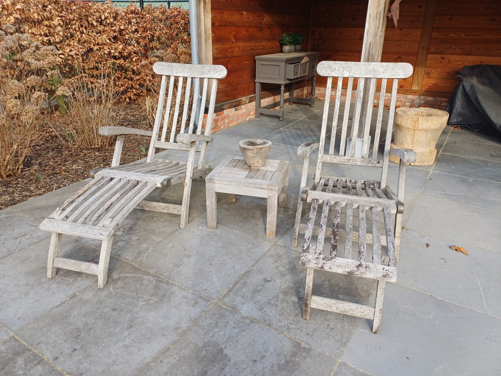 Tuinzetels in teak, Tuin en Terras, Ophalen, Gebruikt, Teakhout, Inklapbaar