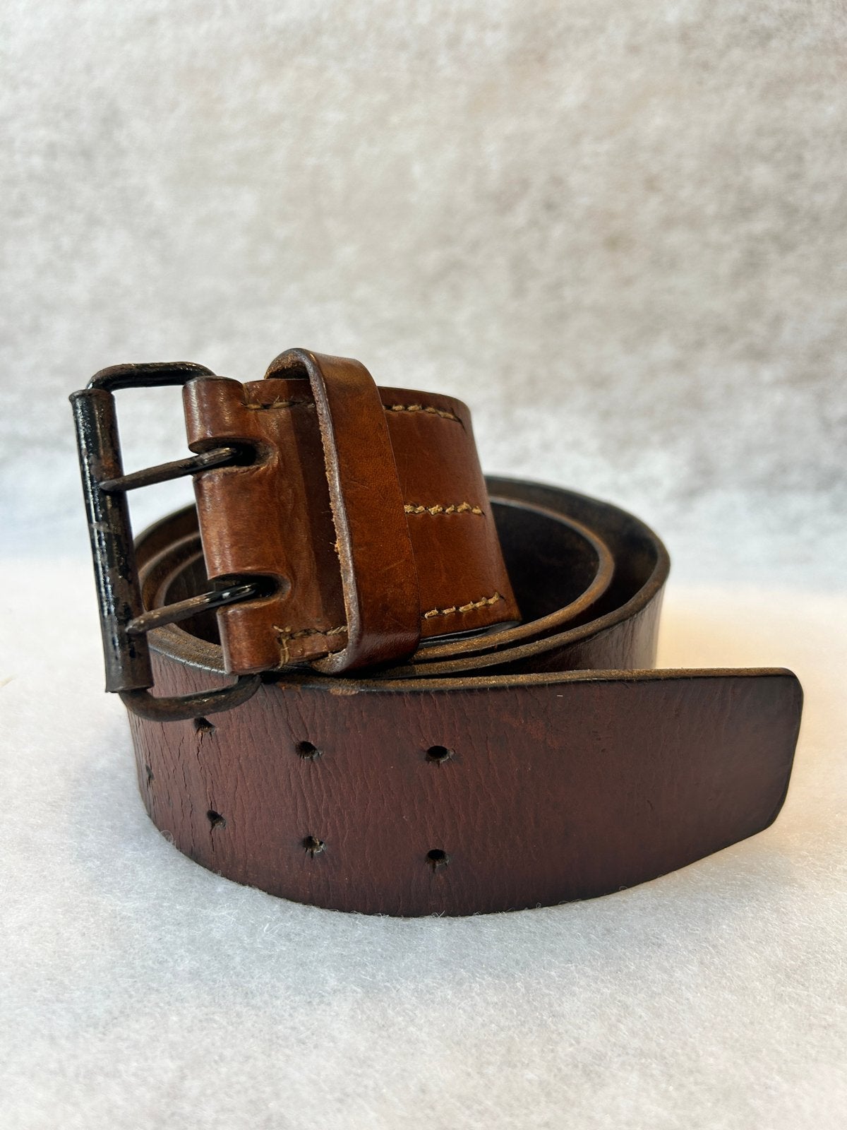 Ceinture militaire, Cuir véritable, Enlèvement ou Envoi, 95 à 105 cm, Brun