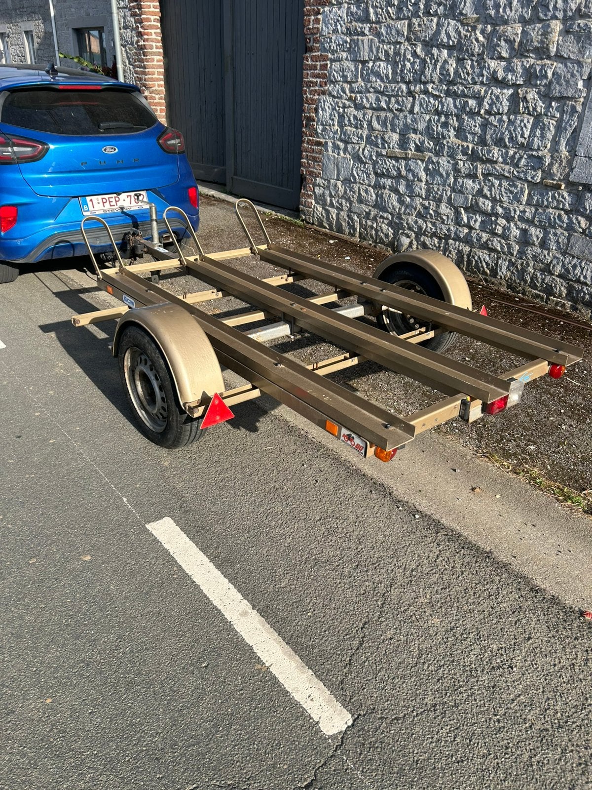 Remorque porte-motos 3 rails BCM (Pneus & roulements neufs), Enlèvement