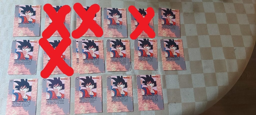18 dragonball z kaarten 1e serie divers origineel, Ophalen of Verzenden, Zo goed als nieuw, Meerdere kaarten