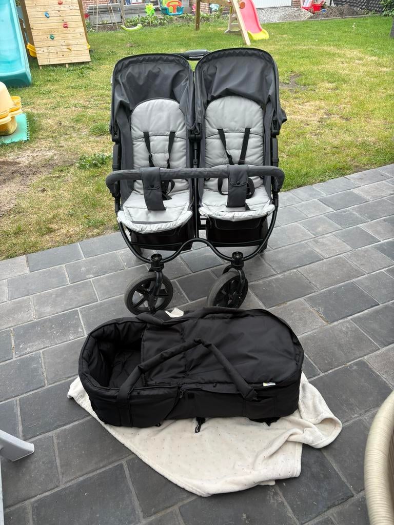 Hauck duo buggy met reiswieg, Kinderen en Baby's, Tweelingen en Meerlingen, Ophalen, Gebruikt