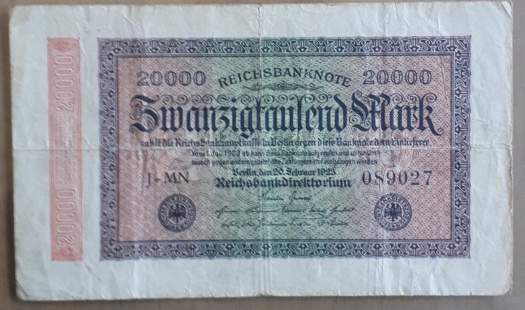 DUITSLAND: 20000 MARK 20/9/1923 P85, Postzegels en Munten, Ophalen of Verzenden, Duitsland, Los biljet