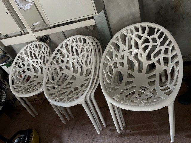 8 Exterioo stapelstoelen wit, Tuin en Terras, Ophalen, Zo goed als nieuw, Stapelbaar