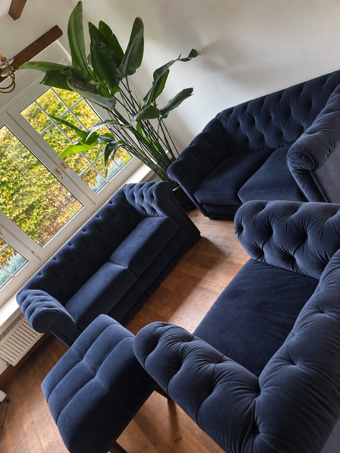 Salonset Verberckmoes 2x tweezit + fauteuil + poef, Huis en Inrichting, Ophalen, Gebruikt, Stof