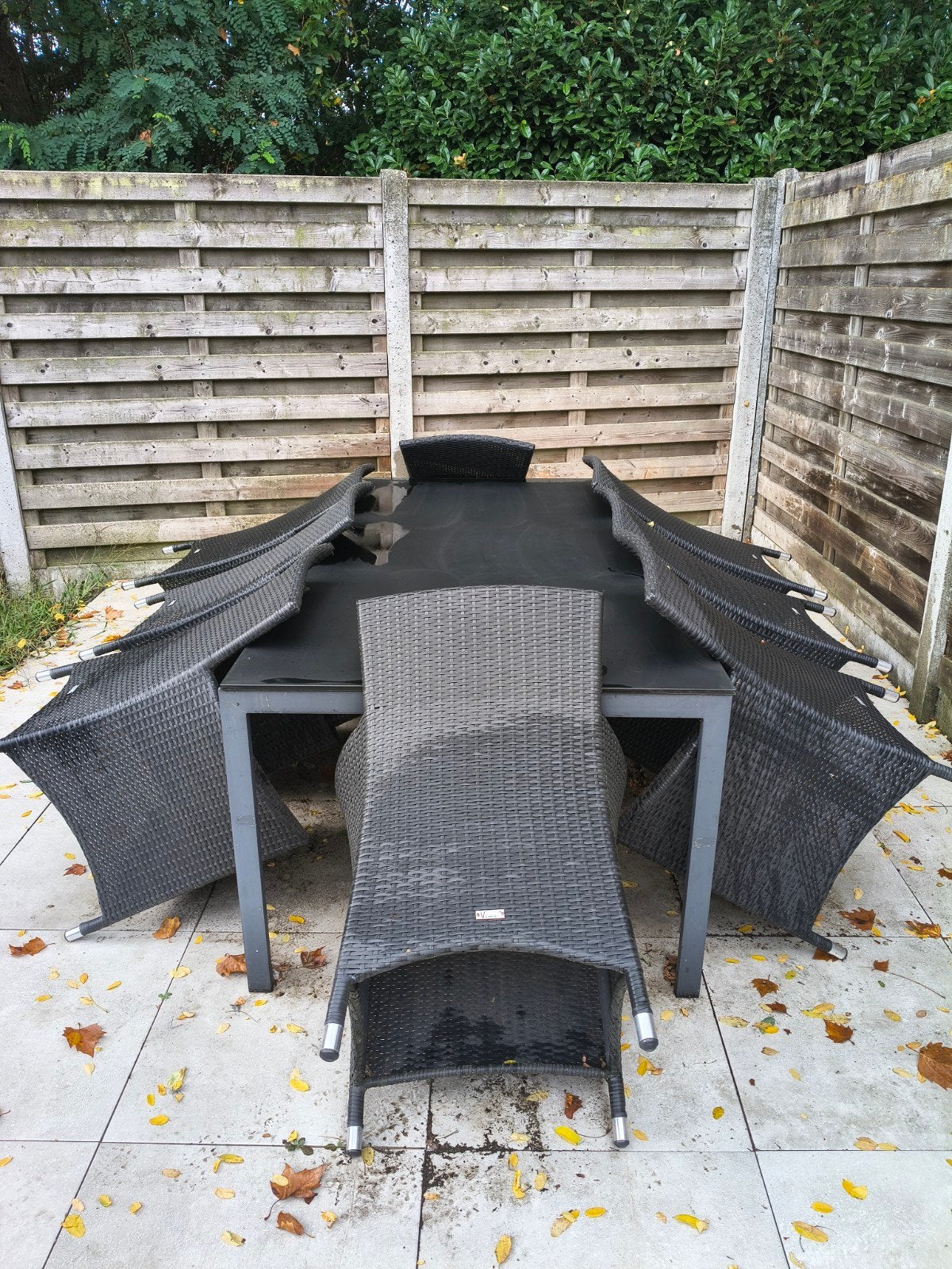 Tuinset tafel en 8 stoelen met kussens, Ophalen, Gebruikt, 8 zitplaatsen, Tuinset