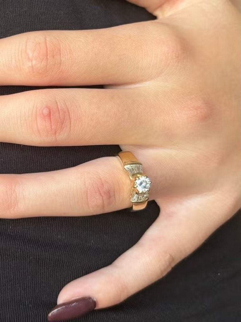 Diamant zeer fraaie 14k gouden ring solitair briljant dame, Ophalen of Verzenden, Zo goed als nieuw, Dame of Heer, Met edelsteen