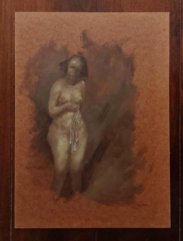 Schilderij/ Studie van Staand Naakt - Olieverf, Antiek en Kunst, Ophalen of Verzenden