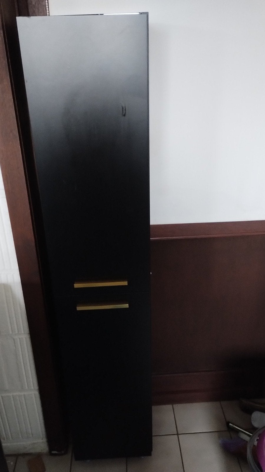 Badkamer kast kolomkast zwart, Ophalen, Zo goed als nieuw, (Half)hoge kast, 100 tot 150 cm