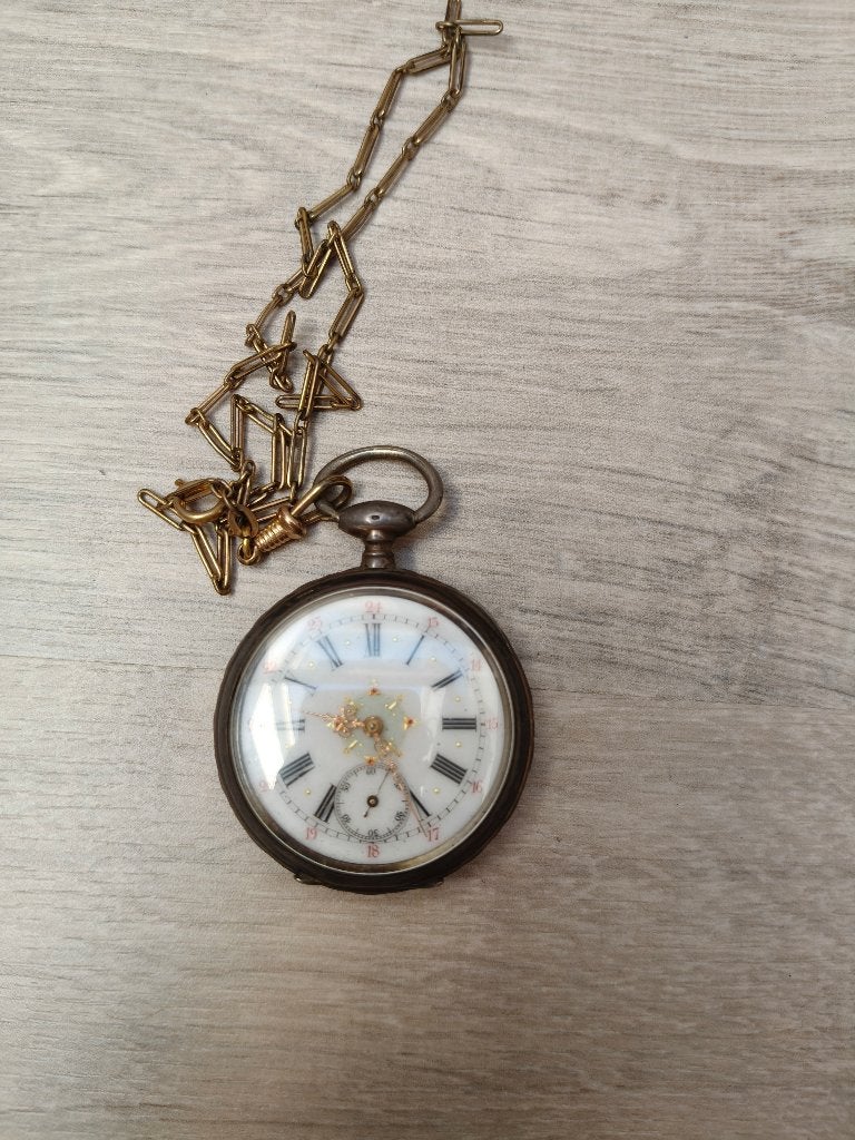 Montre de poche, Bijoux, Sacs & Beauté, Autres marques, Avec chaîne, 1900 à 1930, Acier