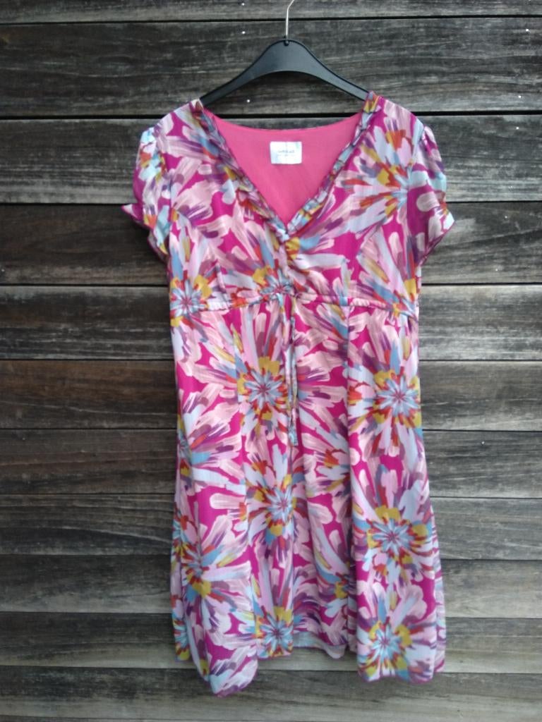 Fuchsia Kleedje Met Print T 40/42 (Zie Uitleg), Maat 42/44 (L), Ophalen of Verzenden, Knielengte, Roze