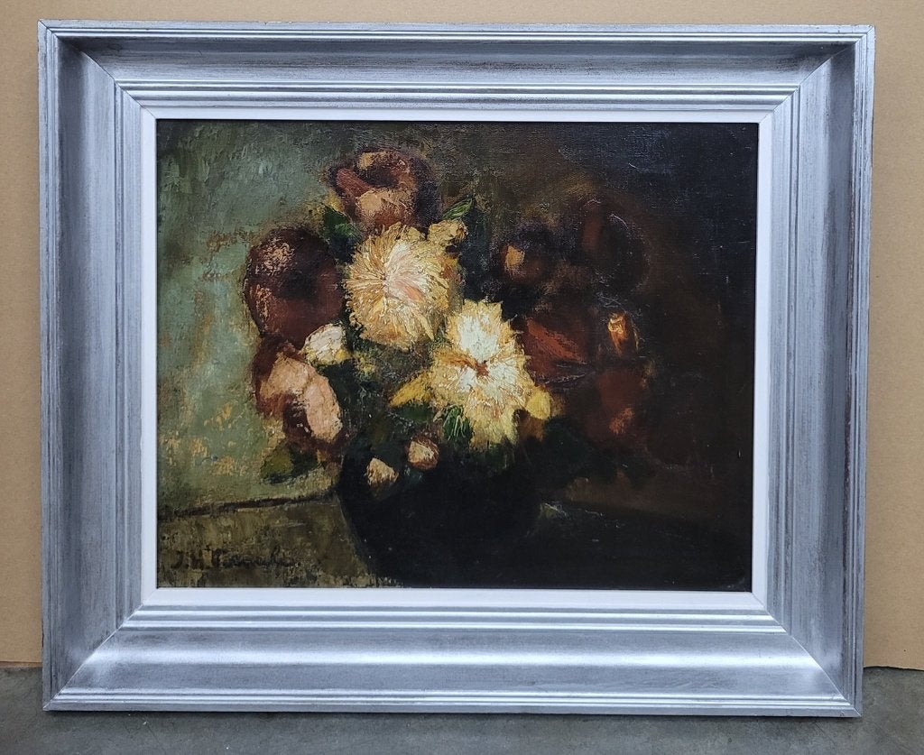 John Henry PERMEKE, bloemen, Antiek en Kunst, Bloemen, Doek, Expressionistisch, Ophalen of Verzenden
