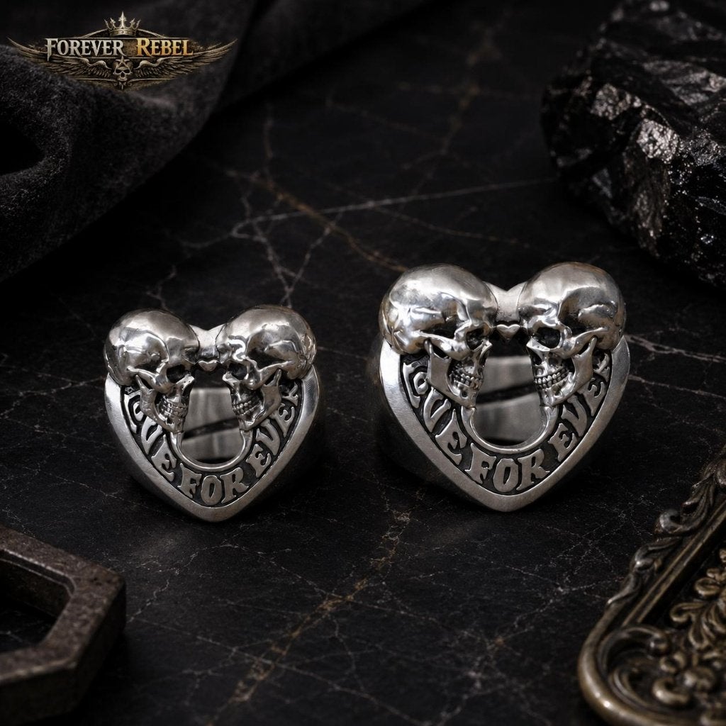 The Lovers’ Skull - 925 Zilver - Alle maten, Bijoux, Sacs & Beauté, Bagues, Neuf, Femme ou Homme, Argent, Argent