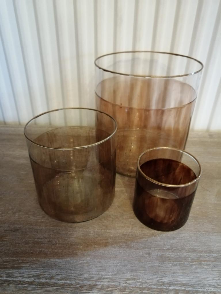 Set de 3 lanternes en verre Rasteli, Enlèvement ou Envoi, Brun