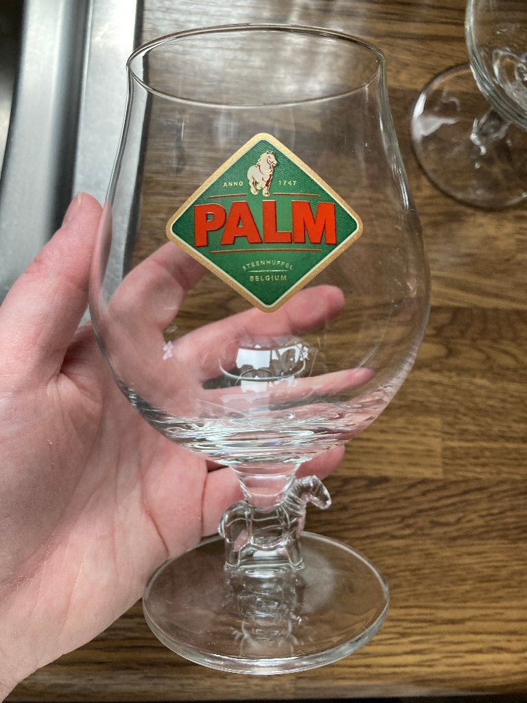 Palm bier glazen ( glas ) paardje in voet # 4, Enlèvement ou Envoi, Verre à bière