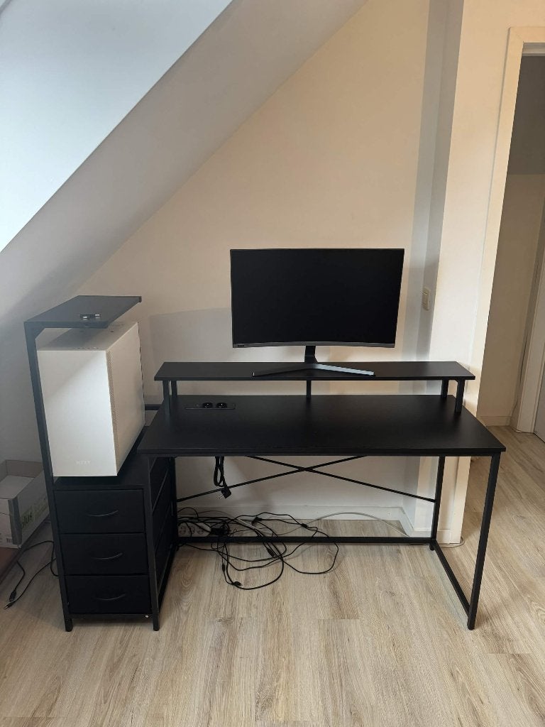 Gaming Bureau met LED Verlichting  - 150L x 115H x 50Bcm, Huis en Inrichting, Ophalen, Zwart, Hout, Nieuw