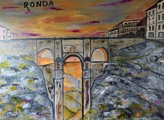 Kunsthandel Gennep - "Wonderful Ronda", Antiek en Kunst, Ophalen of Verzenden, Handgeschilderd, Olieverf